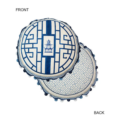 DecorBites™ Blue Chinoiserie Home Pagoda Bolster Pillowcase 30x65 Luxury Cushion Cover