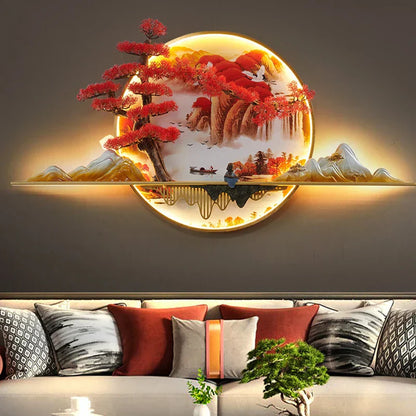 DecorBites™ 3D Chinese Pine Landscape Picture Wall Lamp for Home Living Room