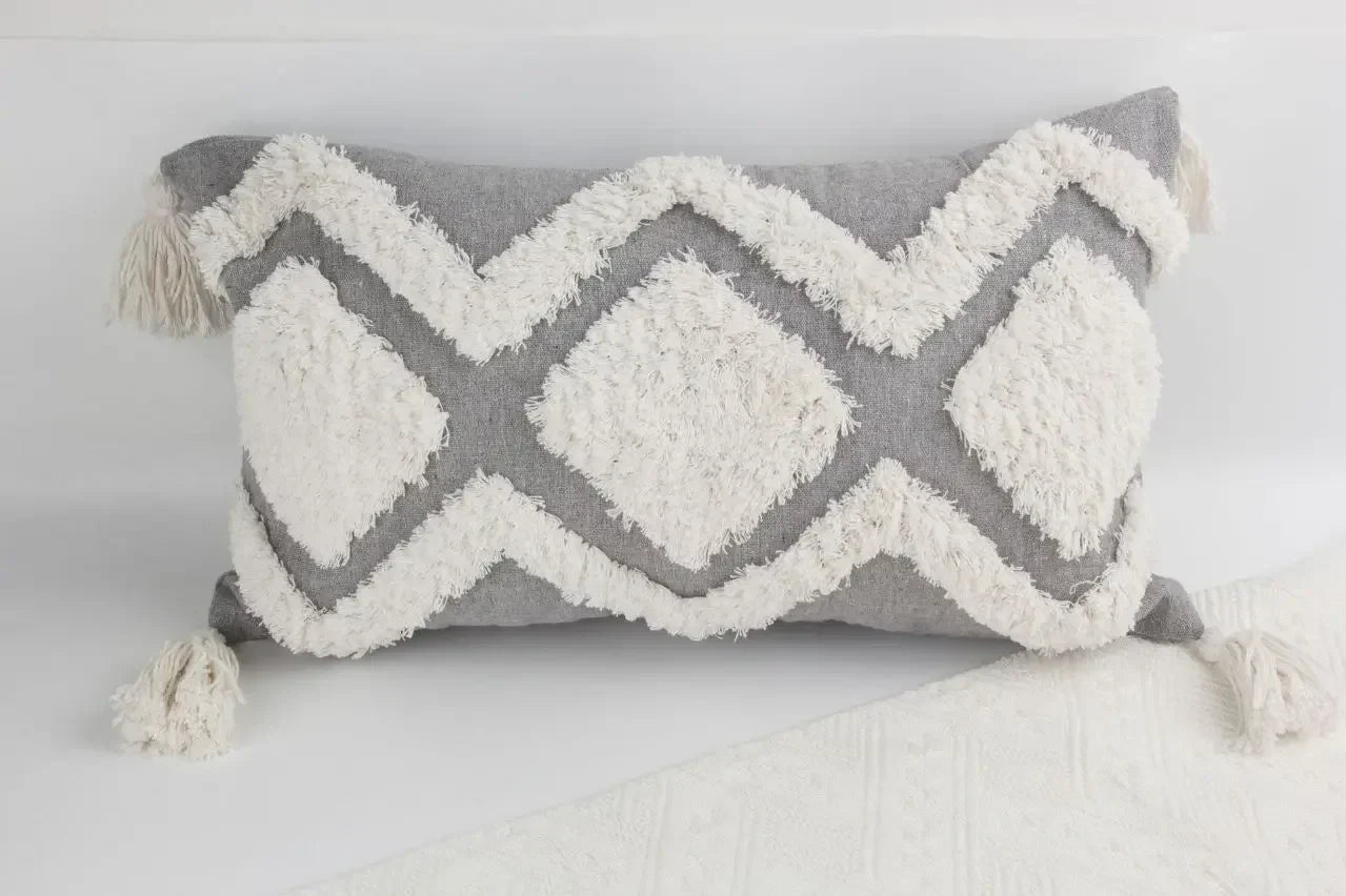 DecorBites™ Boho Geometric Tufted Tassel Cushion Cover 30x50/45x45cm