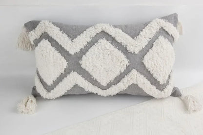 DecorBites™ Boho Geometric Tufted Tassel Cushion Cover 30x50/45x45cm