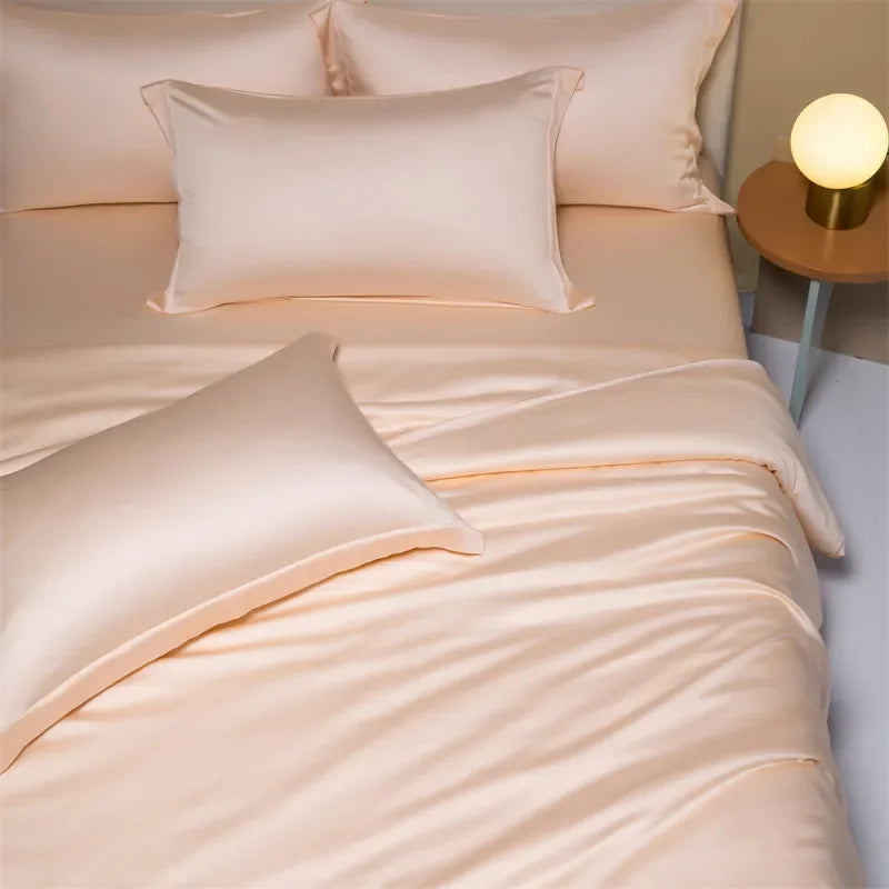 DecorBites™ 120S Natural Fabric Bedding Set Summer Cooling Fitted Sheet Skin Friendly Bedclothes