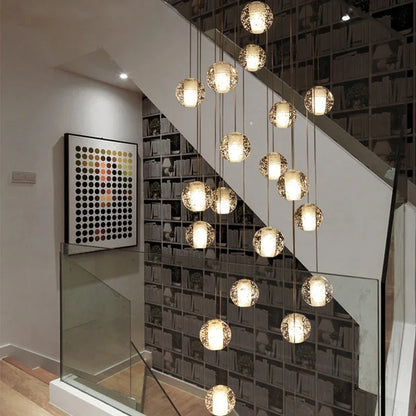 DecorBites™ Crystal Ball LED Chandelier Pendant Light for Living Room Kitchen Stair Salon