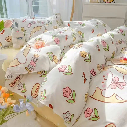 DecorBites™ Cartoon Print Polyester Bedding Set Full Size Soft Duvet Cover Set