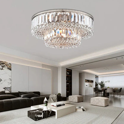 ™ Large Crystal Chandelier Chrome Hanging Lamp for Dining Room Decor