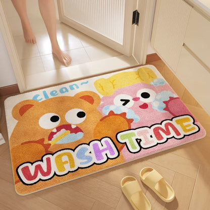 "DecorBites™ Cartoon Print Bathroom Carpet: Soft, Absorbent & Anti-Slip Entrance Mat"