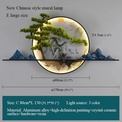 DecorBites™ Chinese Landscape LED Wall Lamp for Home Living Bedroom Study