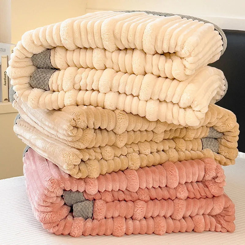 DecorBites™ Cozy Faux Rabbit Plush Blanket, Nordic Style, Thick & Warm, Super Soft Nap Shawl