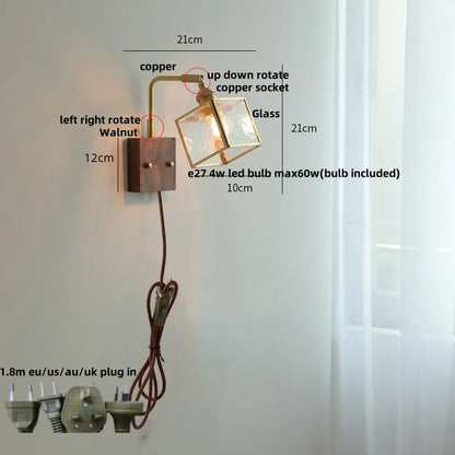 DecorBites™ Brass LED Wall Lights Rotatable Blue Glass Dining Room Stair Light