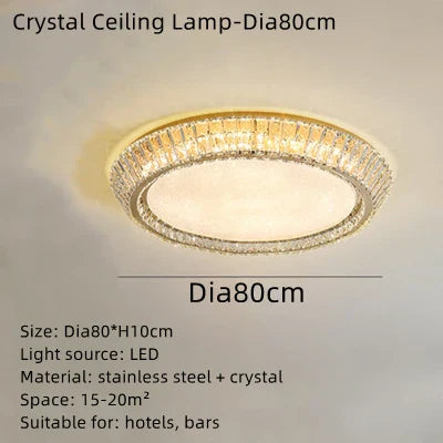 DecorBites™ Gold Crystal Ceiling Light: Nordic Modern Round Lighting Fixture for Bedroom and Restaurant