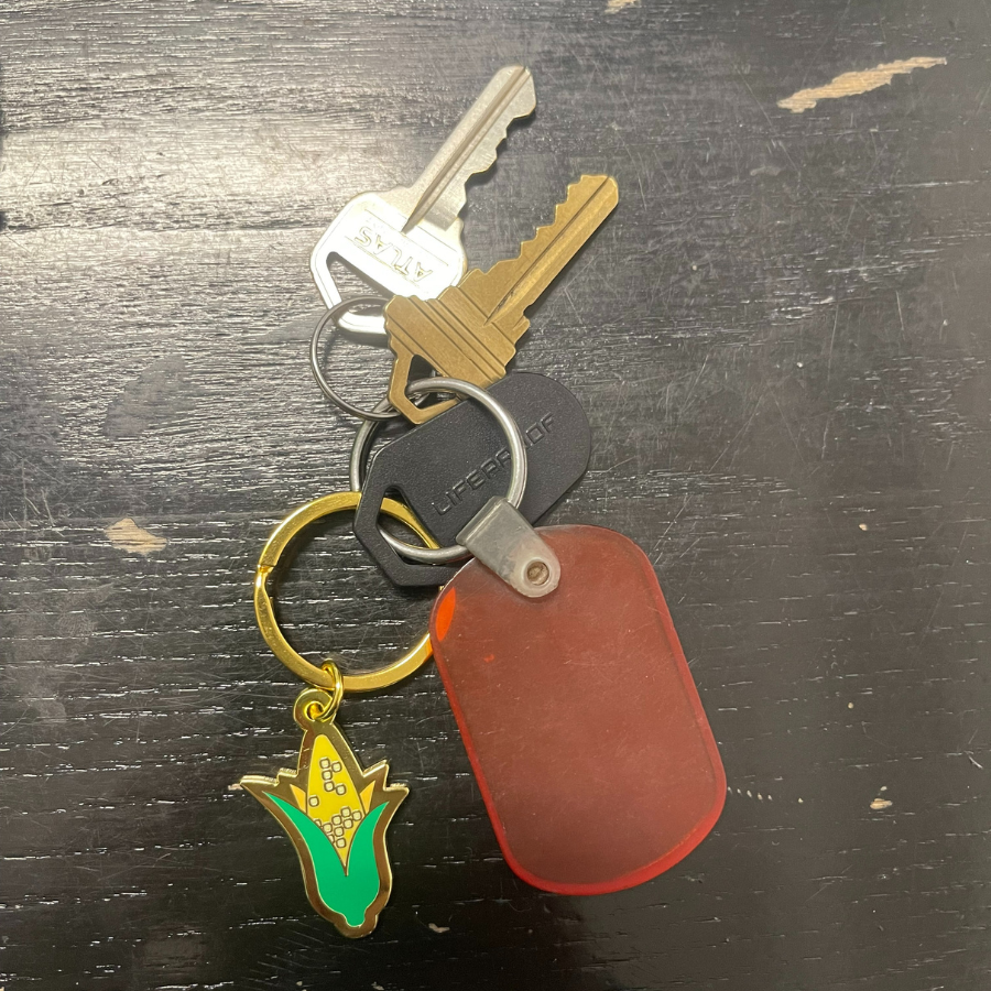 Metal Midwest Pride Corn Shaped Keychain | 1" x 3" | HEARTlandia