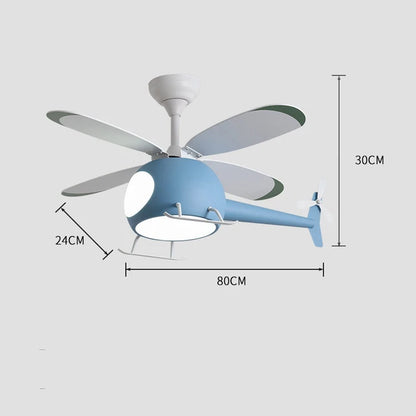 DecorBites™ Aircraft LED Chandelier Ceiling Fan Light Remote Dimming Kids Room Bedroom Decor