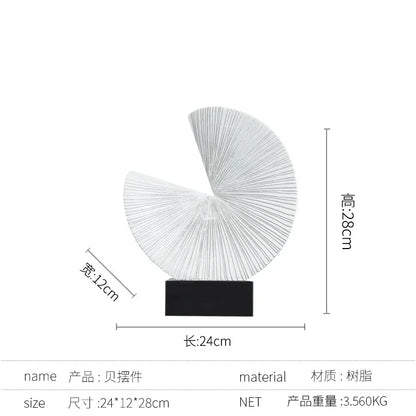 DecorBites™ Golden Ring Black and White Striped Abstract Resin Figurines Home Decor