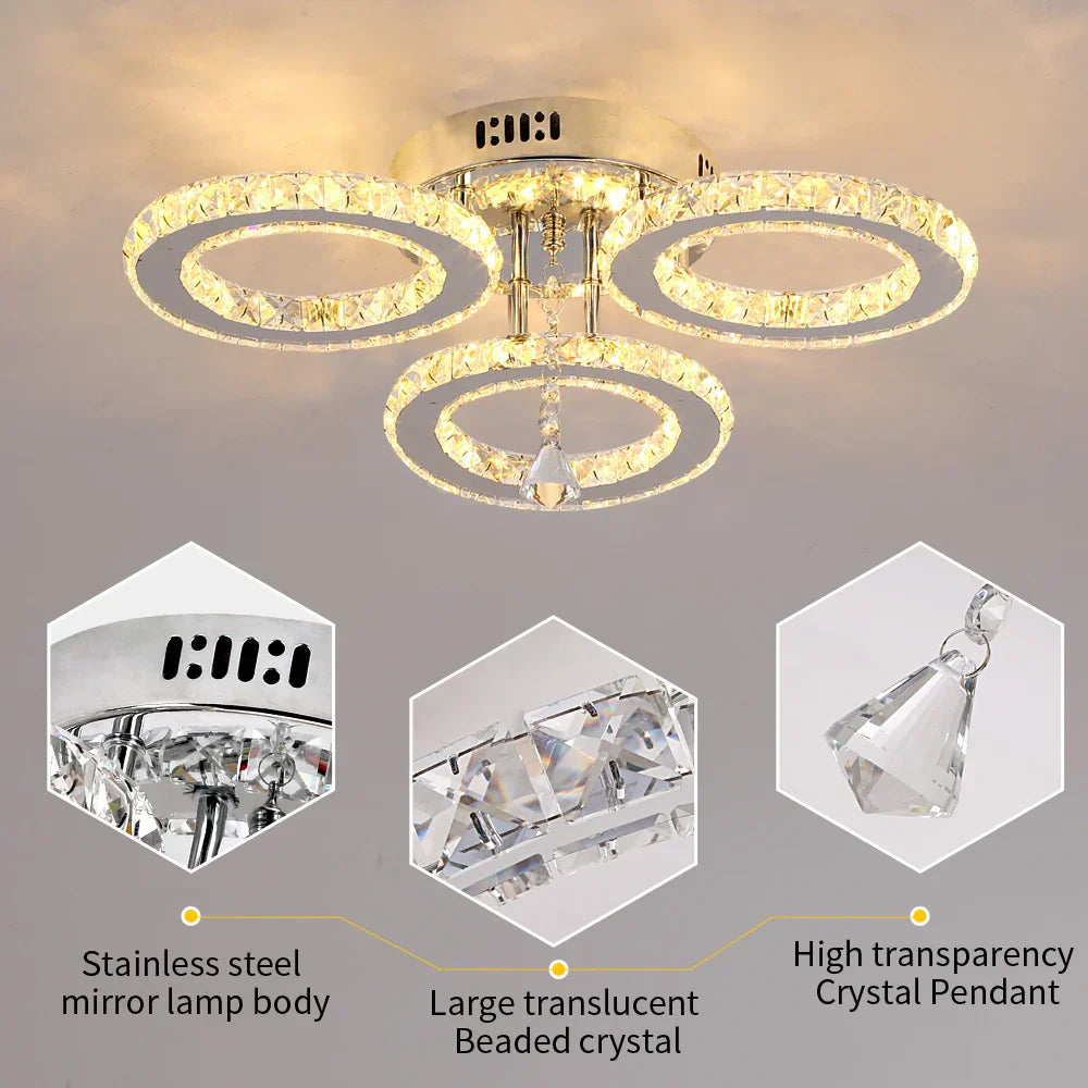 DecorBites™ Crystal LED Rings Ceiling Chandelier Dimmable Luminaire