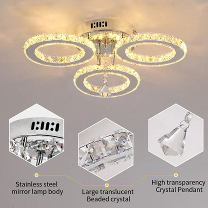 DecorBites™ Crystal LED Rings Ceiling Chandelier Dimmable Luminaire