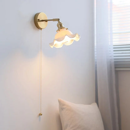 DecorBites™ Ceramic LED Wall Lights | Pull Chain Switch | Bedroom Mirror Fixture