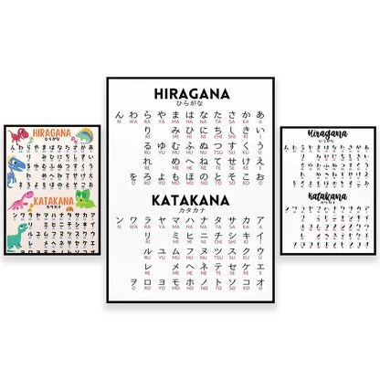 DecorBites™ Japanese Hiragana Katakana Infographic Poster, Minimalist Design for Language Learners
