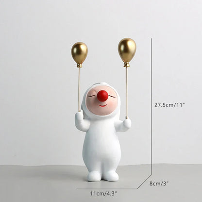 DecorBites™ Clown Bust Sculpture: Golden Candy/Key Tray Kids Balloons Figurine Decor
