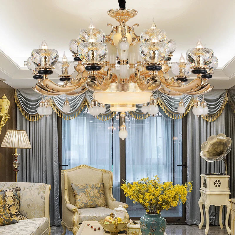 DecorBites™ Crystal Chandelier: European Elegance for Living, Dining & Bedroom