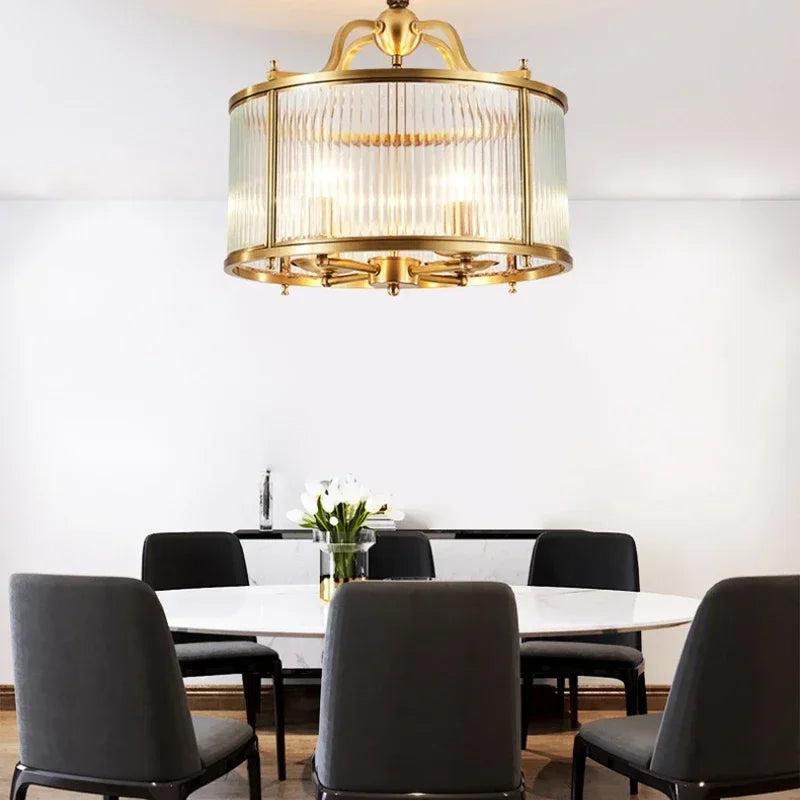™ Golden Copper Glass Chandelier LED Ceiling Pendant Light
