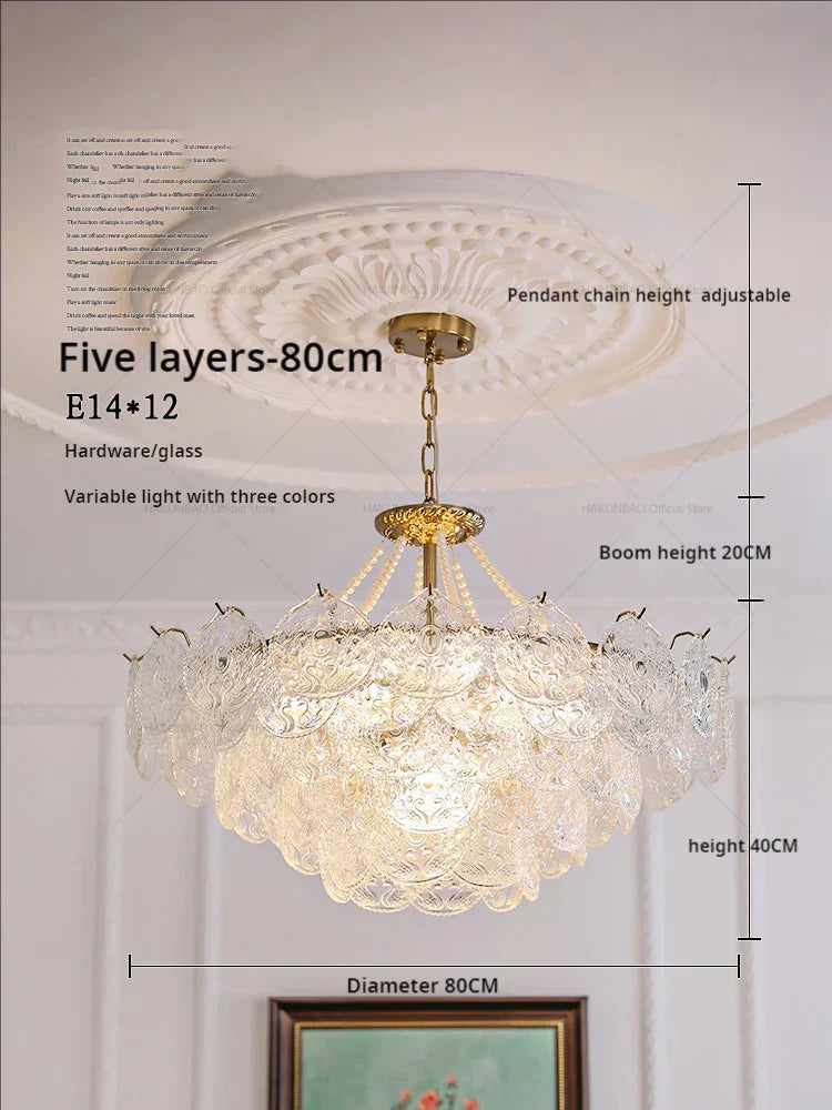 DecorBites™ Crystal Chandelier: Modern Chic Pearl Light for Elegant Home Decor