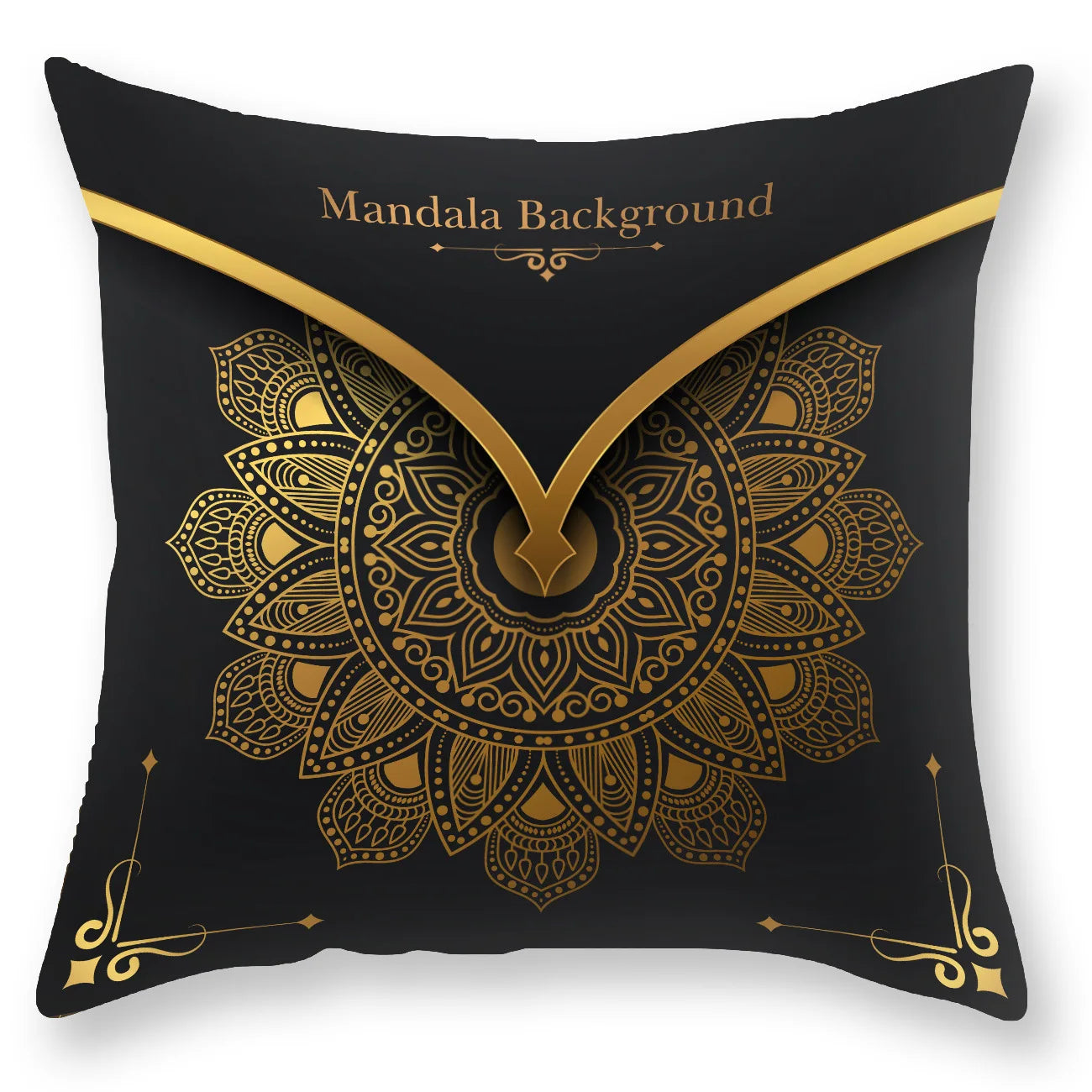 DecorBites™ Black Gold Mandala Luxury Printed Pillowcase §