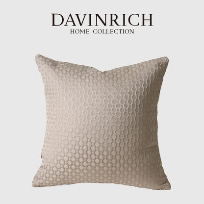 DecorBites™ Convex Rings Geometry Jacquard Pillowcase Cappuccino Luxury Cushion Cover
