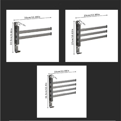 DecorBites™ Gray Aluminum Swivel Towel Hanger: Wall Mounted Folding Bathroom Towel Bar