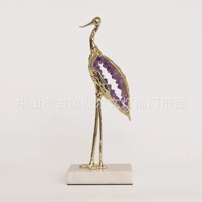 DecorBites™ Crystal Crane Sculpture Green Gem Bird Home Decor Figurine