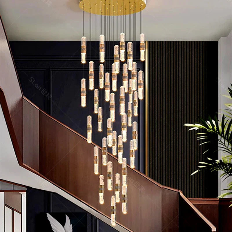 DecorBites™ Crystal Chandelier Stair Pendant Lamp Living Room Pendant Lights Interior Lighting
