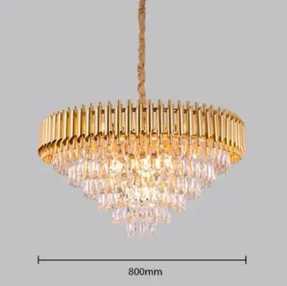DecorBites™ Black Gold Metal LED Chandelier Living Room Dining Modern Lustre Crystal Hanging Lamp
