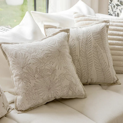 DecorBites™ French Cream Jacquard Pillow Covers 45*45 for Home Decor