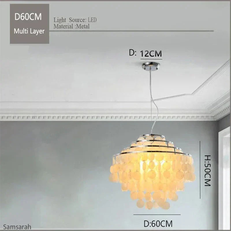DecorBites™ Gold Chrome Metal Shell Chandelier for Restaurant Living Room Hotel Hall