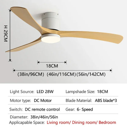 DecorBites™ 46" Modern Black Ceiling Fan with Remote Control and LED Light