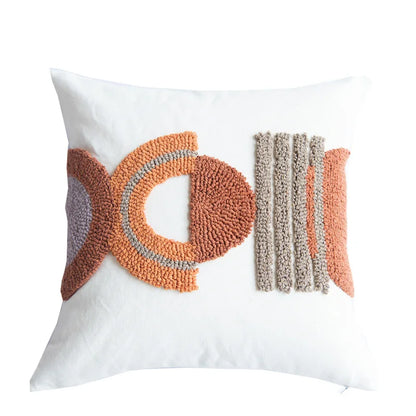 ™ Half-circle Tufted Cotton Canvas Embroidery Throw Pillow Cover - Modern & Stylish