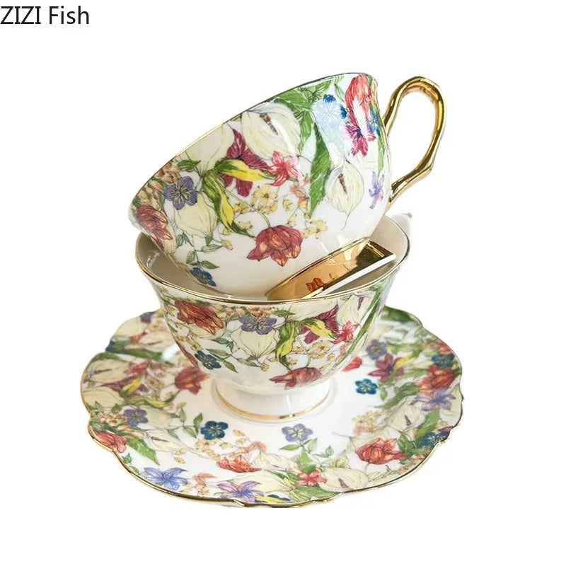 DecorBites™ Brilliant Flowers Pattern Ceramic Coffee Mug Set
