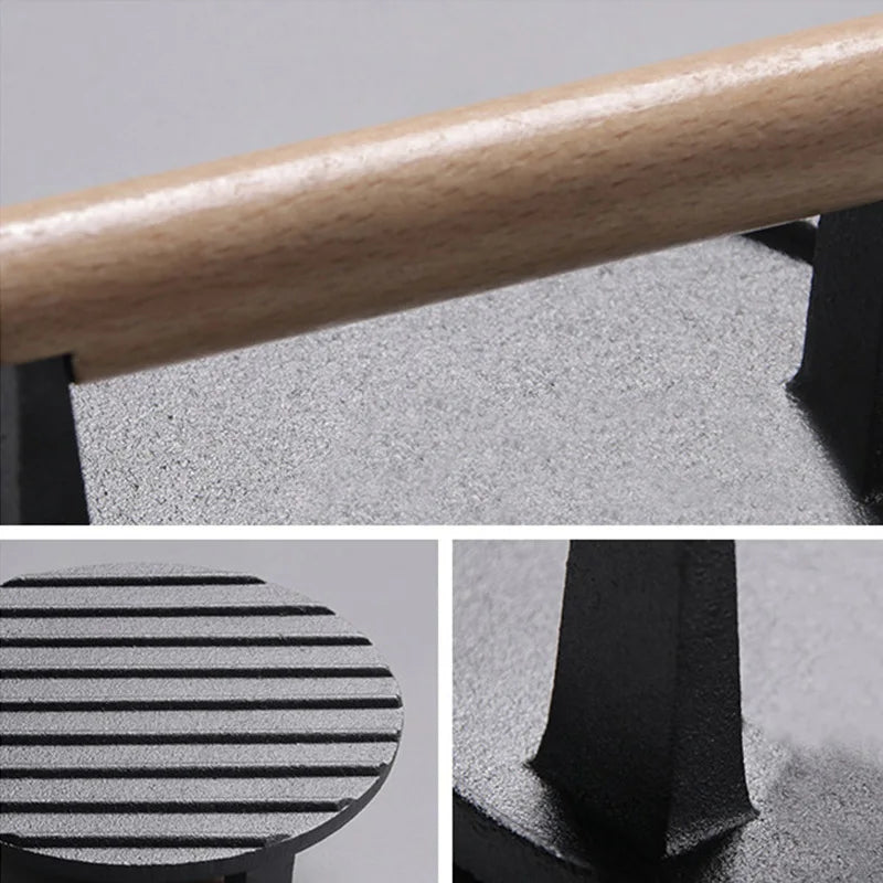 DecorBites™ Cast Iron Steak Press Plate with Wooden Handle - Kitchen Barbecue Tool