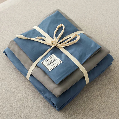 ™ Japanese Grid Printed Cotton Bedding Set in Queen/King for Cozy Sleep