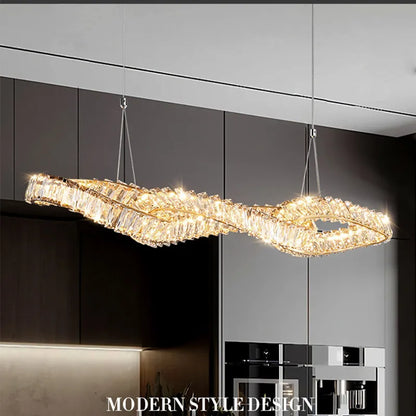 DecorBites™ Gold Metal Crystal Pendant Light Luxury Dimmable LED Hanging Lamp