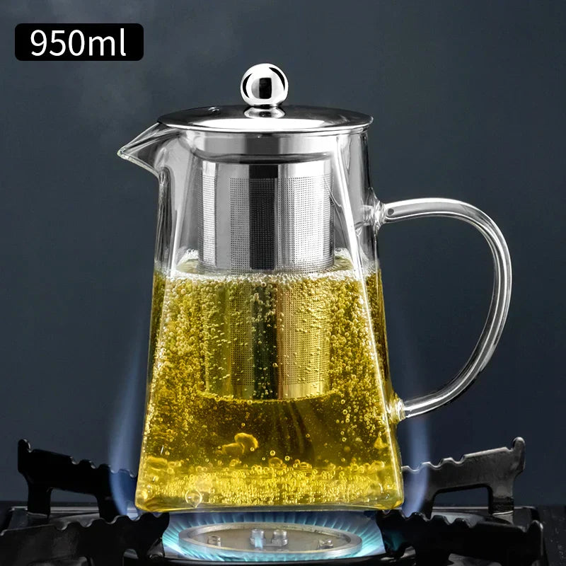 DecorBites™ Glass Teapot: Kungfu Tea Set for Office, High Quality, Thermostable.