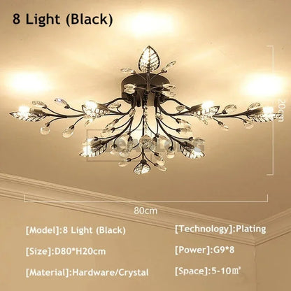 DecorBites™ Crystal Ceiling Chandelier LED Light Fixture for Living Room Bedroom Kitchen