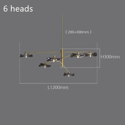 DecorBites™ Lotus Leaf Glass Iron Chandelier for Bedroom Living Room Hall Lighting