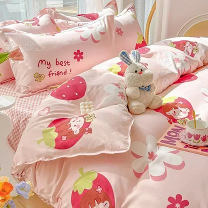 DecorBites™ Cartoon Print Polyester Bedding Set Full Size Soft Duvet Cover Set