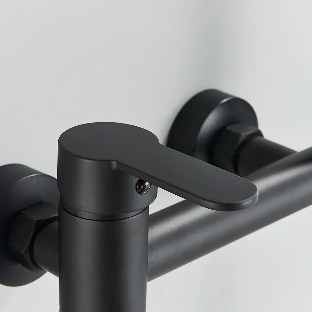 DecorBites™ Black Wall Mounted Waterfall Bathtub Faucet for Embedded In-wall Tub Shower System