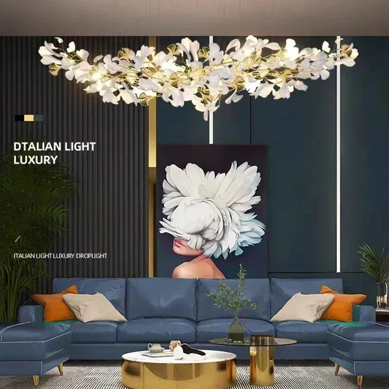 DecorBites™ Ginkgo Branch Leaf LED Ceiling Chandelier - Modern Nordic Design for Home Decor
