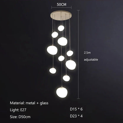 DecorBites™ Cobblestone Glass LED Pendant Lights for Villa Hotel Loft Stair Lamp