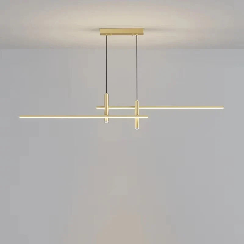 DecorBites™ Black/Gold LED Dining Room Island Chandelier: Modern Minimalist Kitchen Hanging Lamp