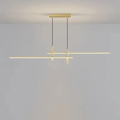 DecorBites™ Black/Gold LED Dining Room Island Chandelier: Modern Minimalist Kitchen Hanging Lamp