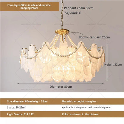 DecorBites™ French Chandelier Garden Light with K9 Crystal | Elegant Pearl Shell Design