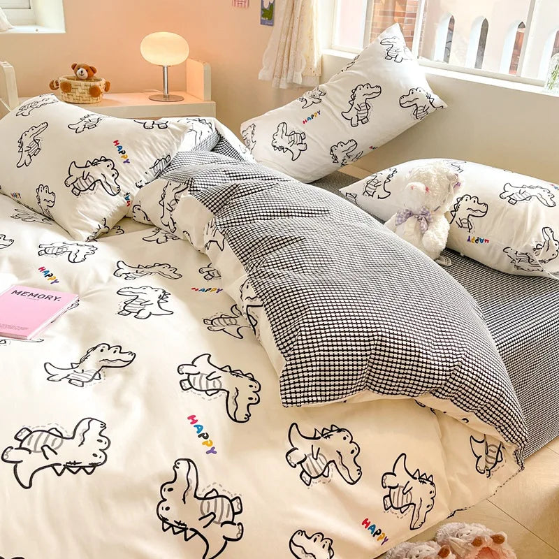 DecorBites™ Cartoon Printed Cotton Duvet Cover for Kids & Teens Beddings