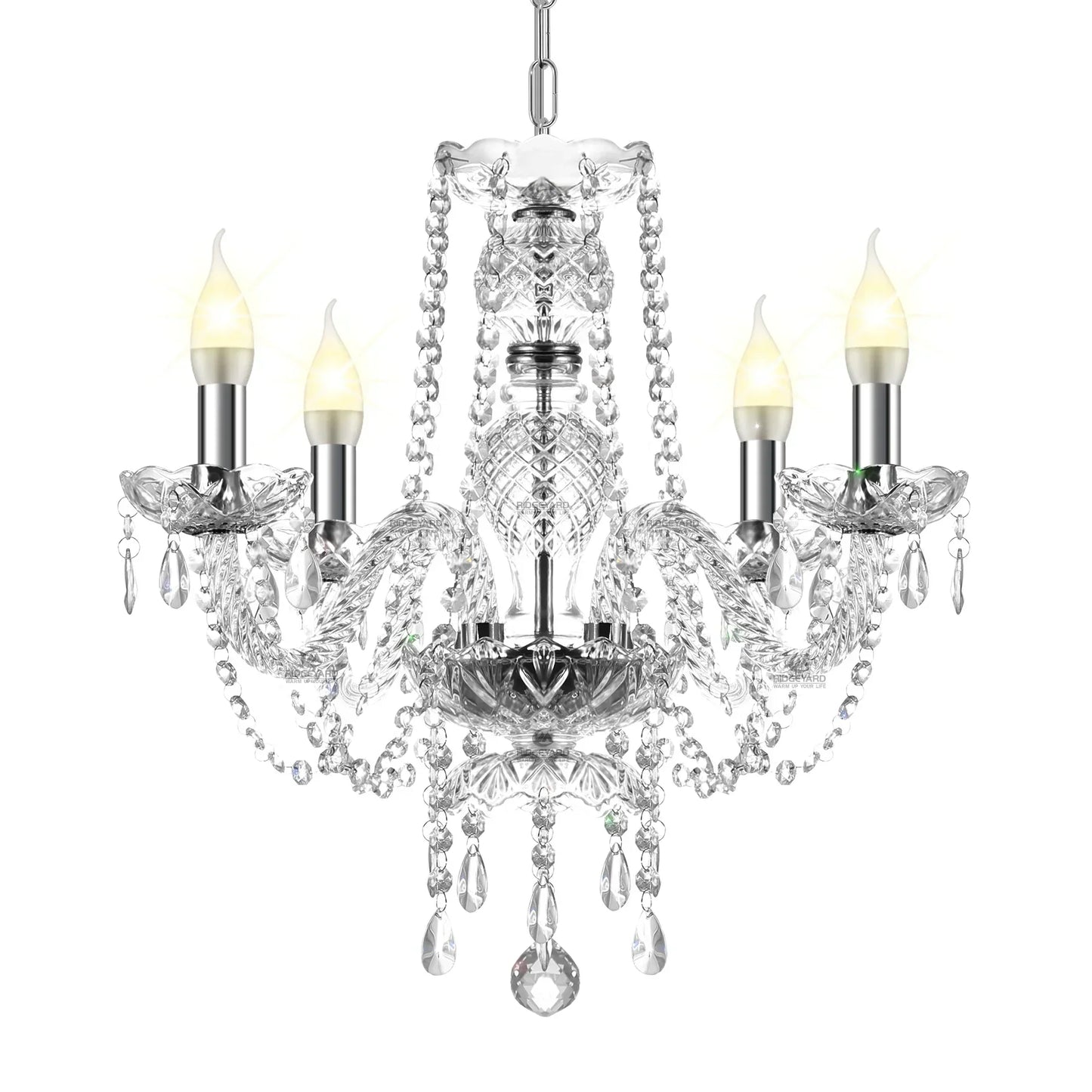 DecorBites™ Crystal Chandelier Pendant Light Cognac Gold LED Luxury Lamp for Dining Living Room